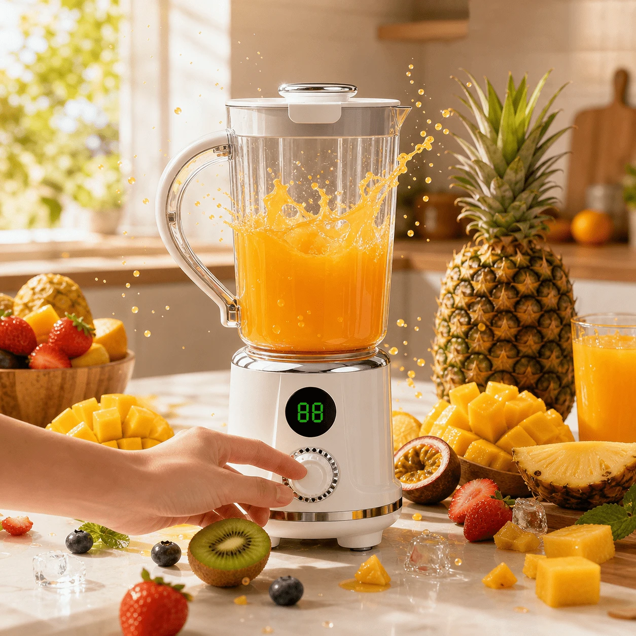 Wireless Charging Desktop Blender, Digital Display Multi-Speed Blender With 10 Stainless Steel Blades, Portable Ice Crushing Blender, Suitable For Milkshakes, Smoothies And Frozen Fruit Drinks, Home Use