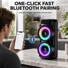 Portable Bluetooth Speaker, Multifunctional Speaker, Modern Audio Device, Dual Bass Portable Outdoor Wireless Speaker, Supports BT/USB/TF/TWS/MIC/Microphone, FM Radio, Suitable For Outdoor, Camping, Parties, Ideal Gift, Loud Stereo Speaker - View 4
