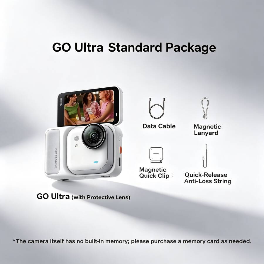 Insta360 Cámara de acción profesional GO Ultra: estabilización de imagen estable, video HDR nítido, resistencia al agua de 10 metros, datos deportivos sincronizados, adaptación a múltiples escenas, compatibilidad con accesorios, blanco dinámico. 100% nuevo, solo activado. - Blanco inteligente - Ver 1