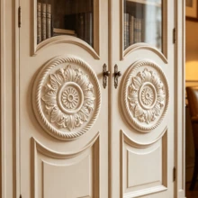 2pcs Solid Wood Carving Circular Decals, Home Decorations, Woodworking Supplies, Suitable For Cabinets, Doors And Windows, Furniture, Background Walls, Porches, Offices And Other Decorations, Holiday Decorations, DIY Decorations. - Multicolor - View 3