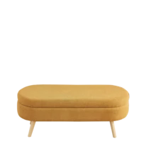 Storage Bench With Storage Space, Beige Color, Ideal For Bedroom Or Hallway - Yellow - View 2