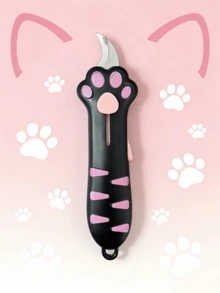1pc Cute Cat Paw Shaped Multi-Function Utility Knife, Manual Retractable Blade For Safer Use, Lightweight And Portable Craft Knife Set, Suitable For Paper Cutting, Unboxing Packages, DIY Crafts - Multicolor - View 4
