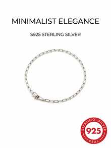 1 pieza Pulsera de plata pura, diseño de , joyería de lujo minimalista pequeña y delicada - Plateado - Ver 1