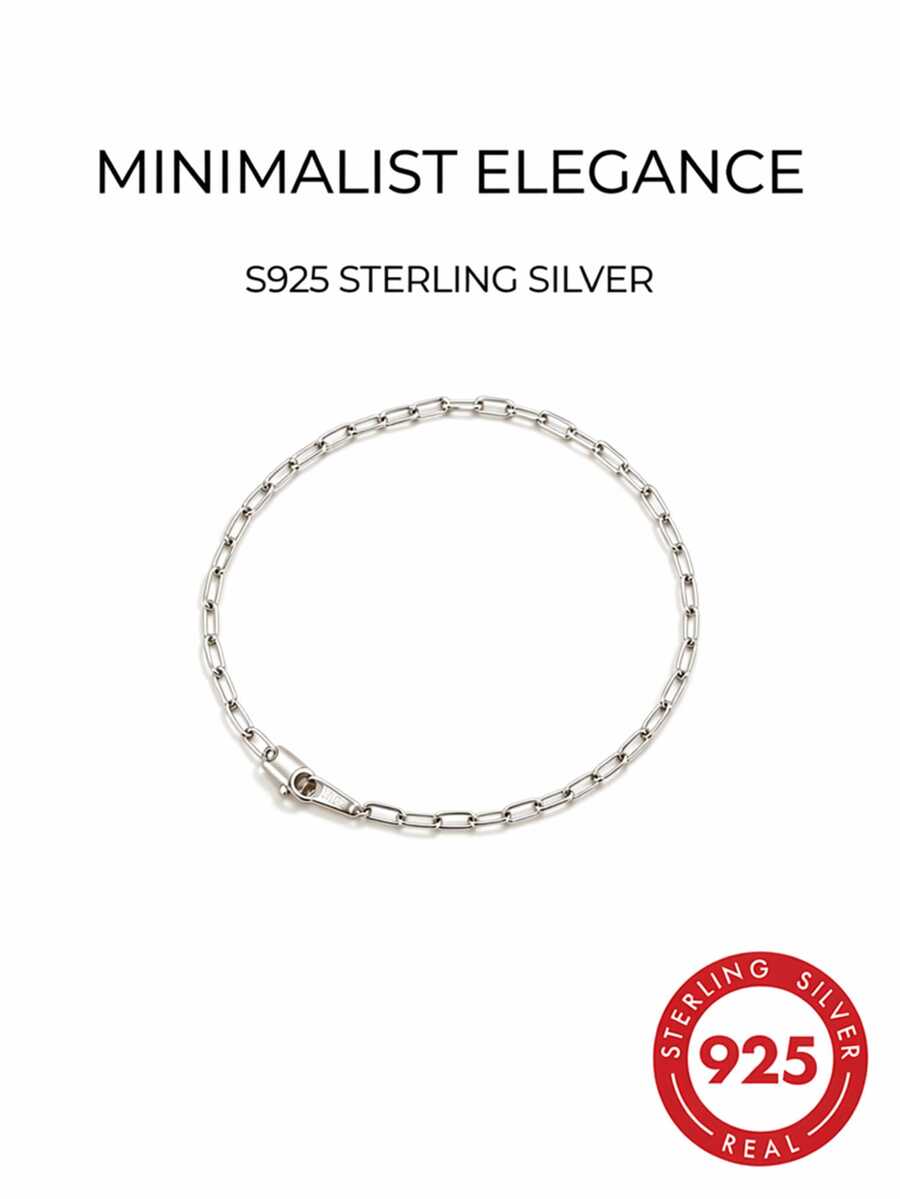 1 pieza Pulsera de plata pura, diseño de , joyería de lujo minimalista pequeña y delicada - Plateado - Ver 1