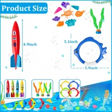 4件裝魚形潛水環,兒童游泳玩具,水上訓練配件,易抓握易收納,隨機顏色,夏季親子互動道具,潛水道具,水上玩具,洗澡玩具 - 彩色 - 查看 12