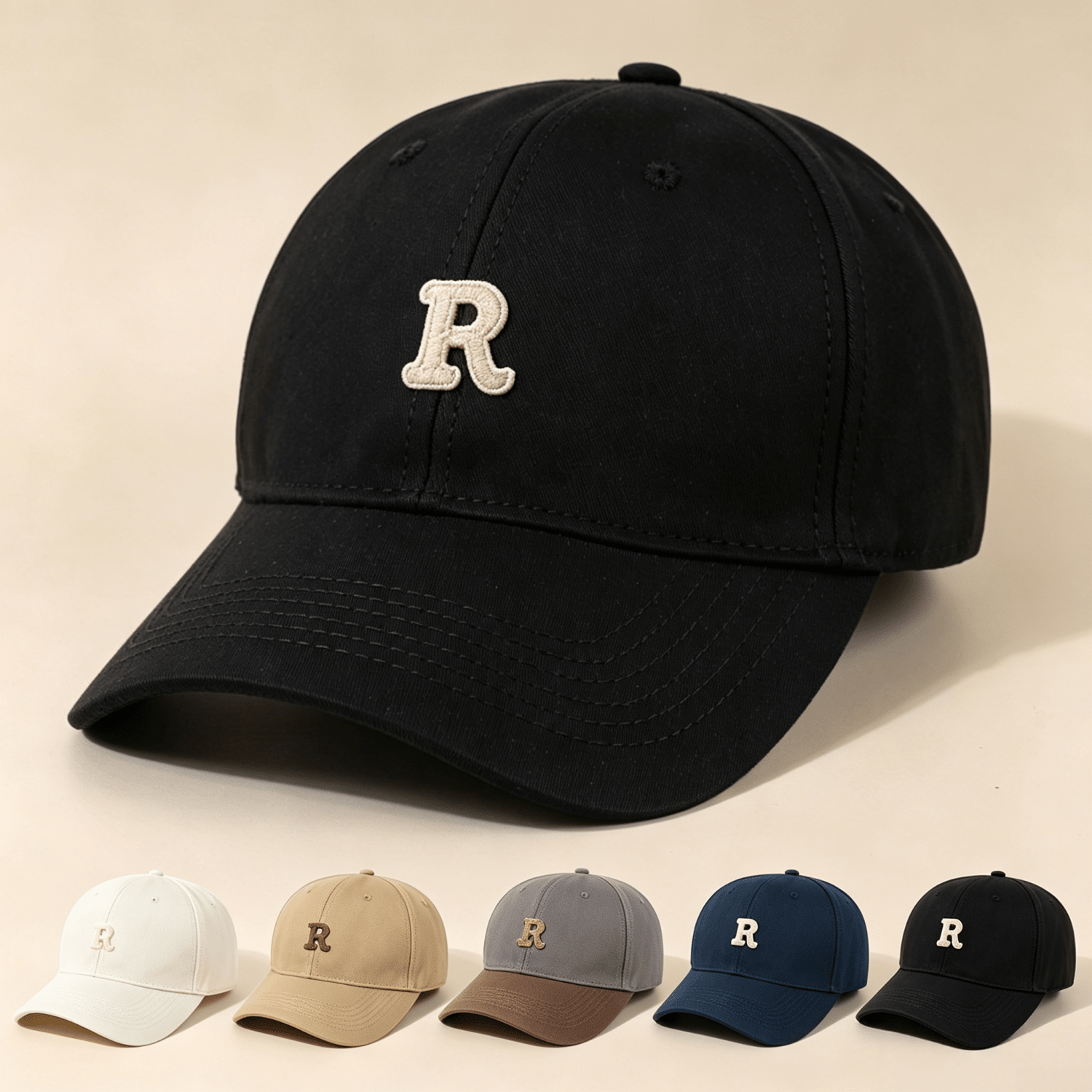 1PCSunisex Universal Letter "R" Embroidered Denim Baseball Cap With Adjustable Design. Fashionable And Versatile, Suitable For Outdoor Sports Outfits.