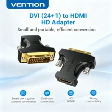 VENTION HDMI 母頭轉 DVI 公頭雙向 DVI-D 24+1 轉接器，適用於顯示器、投影機、桌上型電腦、筆記型電腦、電視及其他電子設備 - 黑色 - 查看 1