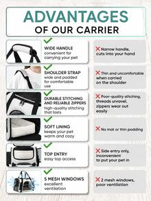Large Capacity Breathable Cat & Dog Backpack, Outdoor Pet Portable Backpack, Handheld Foldable One Shoulder Dog/Cat Carrier, Suitable For Small Dogs, Cats, Rabbits, Puppies - Grey - View 3