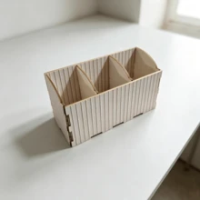 木製收納盒 3格化妝刷架 桌面化妝品與保養品收納整理盒 - 查看 5