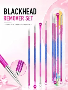 Gradient Color Professional Stainless Steel Dual-Head Blackhead Extractor Tool - Professional Dual-Head Extractor, Ergonomic Handle, Suitable For Squeezing Whiteheads, Blackheads, Acne And Facial Cleansing. No Battery Required, Portable Design, Durable Material, Easy To Clean, Essential For Beauty Enthusiasts, Designed For Skincare - Multicolor - View 7