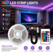 Lampu Strip LED RGB Kamar Tidur, 1-30m Lampu LED Dalam Ruangan. Dilengkapi dengan Remote Control 24 Tombol, Warna Dapat Diatur. Ditenagai USB, Pemasangan Mudah. Sempurna untuk Kamar Tidur, Ruang Tamu, Halloween, Pesta, Hadiah Liburan, dan Dekorasi Pernikahan. - MultiWarna - View 1