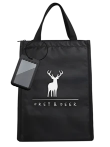附便攜身分證卡套的黑色校園便當保溫袋，便攜食物袋、辦公餐袋、便當盒袋、露營野餐袋、旅行野餐袋，學校用品、大學用品、旅行必需品，女士保溫袋、女士返校用品袋，校園配件，身分證卡套，適用於學校/工作/辦公室/日常/野餐/海灘/旅行使用，適合返校、宿舍、假期、教師節禮物、返校禮物 - 彩色 - 查看 13