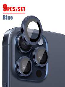 CASECOPS 9片/1組 藍色 HD 仿原裝強化玻璃鏡頭保護貼，防水、防刮、不易破碎，適用於 iPhone 11/12/13/14/15/16/16 Plus/16 Pro/16 Pro Max/17/17 Air/17 Pro/17 Pro Max 系列 - 9片 - 查看 14