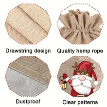 24pcs Christmas Linen Gift Bags | Santa Claus Linen Drawstring Bag Set, Suitable For Holiday Party Gifts And Jewelry Storage - Perfect For Christmas And New Year Party Supplies (3/12/24pcs) - Multicolor - View 7