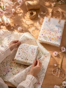 Set de envoltorio de regalo con mariposas florales en acuarela, 6 bolsas de regalo transparentes + 6 papeles de envoltorio a juego, combinación de envoltorio de regalo, adecuado para boda, cumpleaños, despedida de soltera, regalos de fiesta, regalos de vacaciones - Multicolor - Ver 11