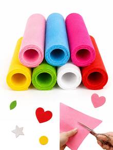10pcs- Seven-Color Felt Fabric Rolls, Soft Non-Woven Felt Fabric, Easy To Cut, Used For Birthday Party Decoration, Gift Wrapping And DIY Wreath Crafts - Multicolor - View 1