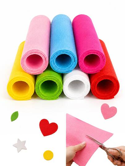 10pcs- Seven-Color Felt Fabric Rolls, Soft Non-Woven Felt Fabric, Easy To Cut, Used For Birthday Party Decoration, Gift Wrapping And DIY Wreath Crafts