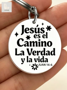 Bible Verse Keychain – Inspirational Spanish Christian Gift – Stylish Round Tag With Sparkles & Flower – Perfect For Believers, Sunday School, Or Daily Devotion To Remind "Truth & Life" - A - View 2