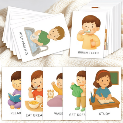 20 piezas Tarjetas de Flash Cognitivas de Rutina Diaria - Tarjetas de Aprendizaje Educativo con Escenas Ilustradas, Tarjetas de Rutina, Colores Mixtos, Adecuadas para Uso Doméstico - Tarjetas de Flash de Rutina de Dibujos Animados Lindos, Tarjetas de Tareas Diarias. Regalo Perfecto para Familia, Amigos, Colegas en Cumpleaños, Vacaciones, Ocasiones Especiales, Tarjetas de Flash