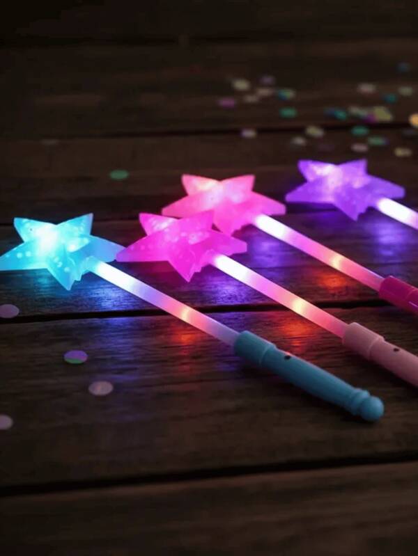 Kit Varinha Mágica com Luz LED Bastão Luminoso Pisca Pisca Estrela Coração Brinquedo para Festa Infantil Lembrancinha Aniversário Fantasia Decoração Eventos Show Escolar Diversão para Crianças