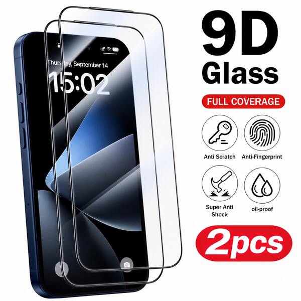 CASECOPS 2Pcs 9D Full Coverage Tempered Glass Screen Protector - Compatible With IPhone 16, 16 Plus, 17 Pro Max, 17 Pro, 16 Pro Max, 16 Pro, 15 Pro Max, 15 Pro, 14 Pro Max,14 Pro, 13 Pro Max,13 Pro, 12 And 11 Series, High Definition Transparent, Scratch-Resistant, Anti-Fingerprint, Bubble-Free Installation, Compatible Phone Cases, Premium Glass Protection, Smooth Surface, High-Quality Phone Accessory