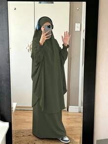 1pc Solid Color Muslim Abaya With Leg-Of-Gigot Sleeve And Cuff Design, Hijab Series, Suitable For Daily Wear And Prayer, Minimalist And Lightweight - Multicolor - View 16