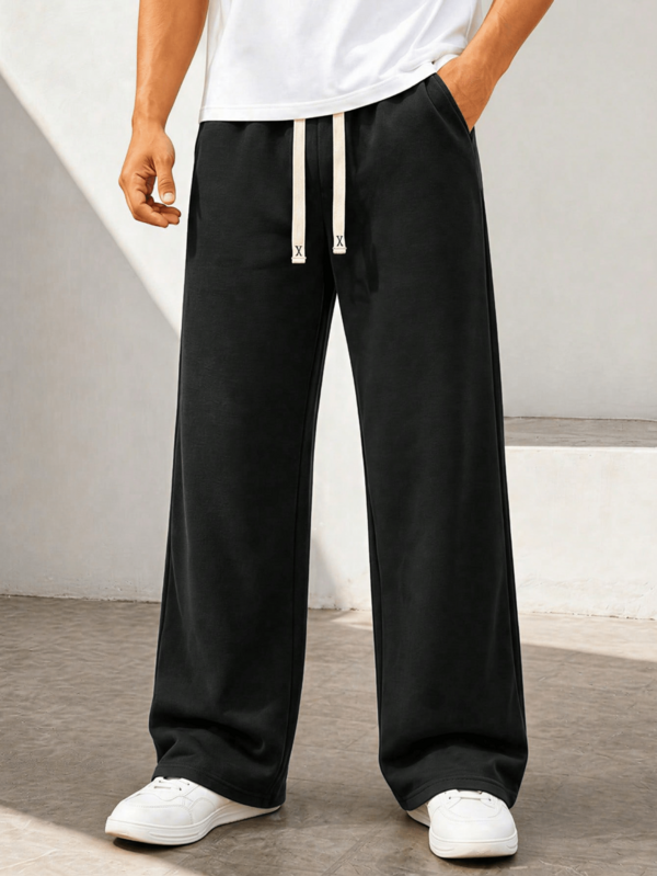 1pc Men's Light Grey Elastic Waist Wide Leg Casual Sweatpants, Soft & Comfortable Fabric, Minimalist Fashion Design, Suitable For Daily Commute, Leisure At Home, Men's Gift