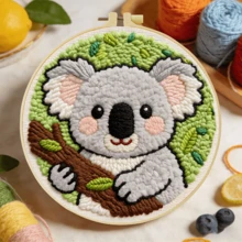 DIY Punching Needle Embroidery Set For Beginners, Including Punching Needles, Threads, Instructions, Embroidery Rings, And Pre Printed Pattern Fabrics, Cute Animals, Suitable For Home Decoration And Gifts, 2D Flat Printing,20X20cm (7.87X7.87 Inches) - A - View 18