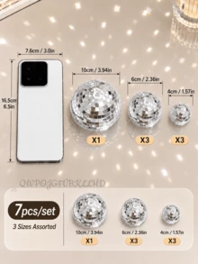 8/3 pièces Décoration murale boule de discothèque, ornement suspendu, avec dos adhésif, décoration intérieure de la maison, création d'une atmosphère réfléchissante - Multicolore - Voir 14