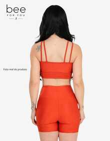 Bee Fitness Set, Workout Top With Padded Cups, High Waist, Gym, Zero Transparency - Terracotta - View 2