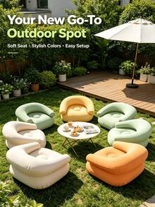 Inflatable Slouchy Sofa Chair With Footstool, Foldable Portable Inflatable Sofa, Suitable For Living Room, Bedroom, Outdoor, Balcony And Camping, Best Gift For Family, Most Comfortable Sofa - New Model - View 7