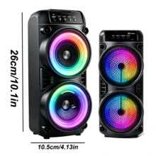 Portable Bluetooth Speaker, Multifunctional Speaker, Modern Audio Device, Dual Bass Portable Outdoor Wireless Speaker, Supports BT/USB/TF/TWS/MIC/Microphone, FM Radio, Suitable For Outdoor, Camping, Parties, Ideal Gift, Loud Stereo Speaker - View 2