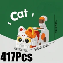 1 Set 417pcs Cat Building Blocks Tissue Box, Cute Cartoon Animal DIY Model Kit With Mini Particles, Practical Desktop Decoration Room Storage Rack Suitable For Bedroom Living Room Office, Birthday Gift For Teens And Adults 14+ - Multicolor - View 11