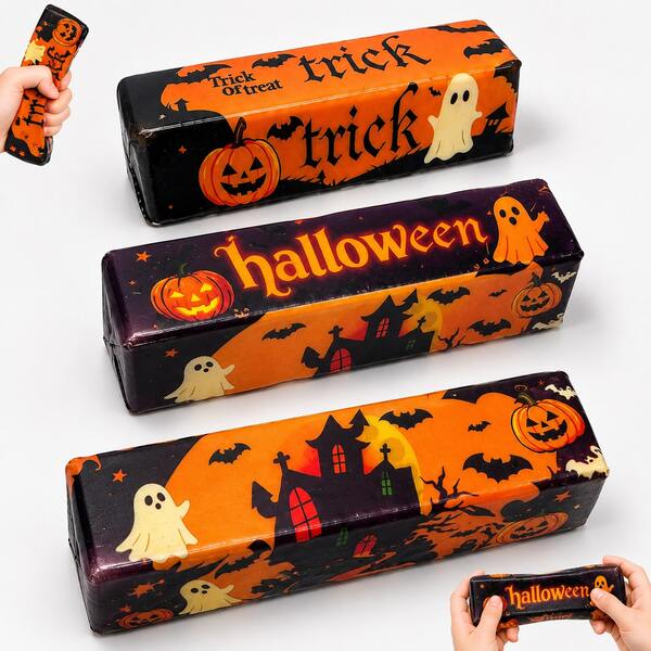 1/2/3pcs Halloween Themed Butter Stick Squeeze Toy, Can Be Repeatedly Squeezed And Rubbed, Easy To Carry And Play, Children's Party Gift Bag, Suitable For Halloween Gifts To Friends, Random Style, Halloween Gift
