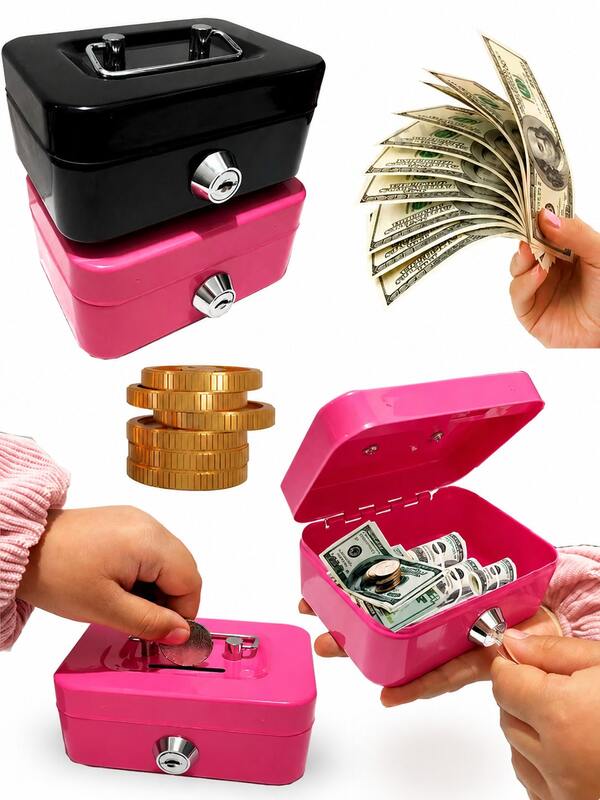 Creative Educational Design Coin Bank, With Coin Slot, Cultivates Financial Habits, Focuses On Financial Literacy Education, Black/Pink/Green/Blue, Room Decor, Holiday Essentials, Garden Outdoor Accessories, Bathroom Storage Style, Random Color