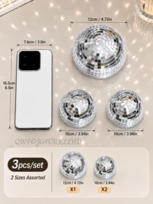 8/3 pièces Décoration murale boule de discothèque, ornement suspendu, avec dos adhésif, décoration intérieure de la maison, création d'une atmosphère réfléchissante - Multicolore - Voir 13