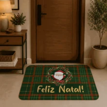 Tapete Avulso Natalino para Porta Entrada ANTIDERRAPANTE EMBORRACHADO Guirlanda - Multicolorido - Visão 6