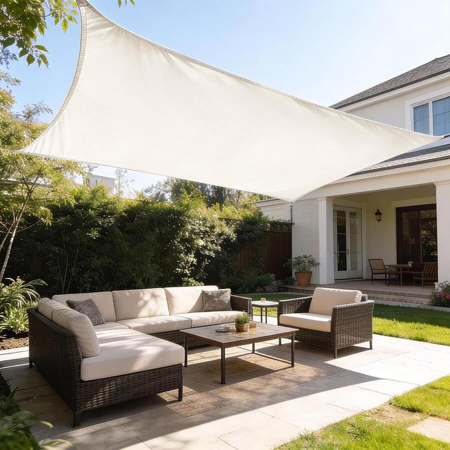 1pc Rectangular Sun Shade Sail UV Protection Curved Design Outdoor Sun Canopy Cover For Patio Garden Backyard Deck Outdoor Activities And Facilities - Multicolor - View 1