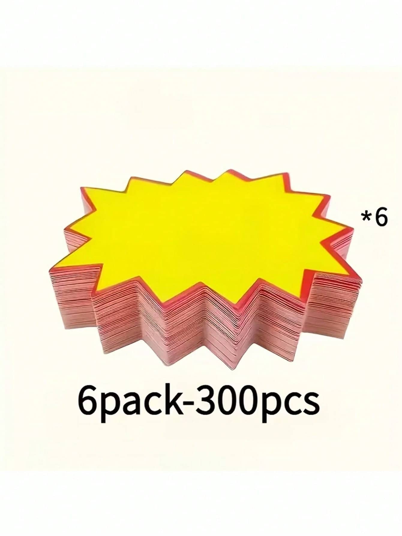 100/200/300pcs 6.99 X 5.0 Cm Blank Star Burst Signs Exploded Price Tags, Blank Starburst Labels For Retail, Grocery And Supermarket - Yellow - View 1