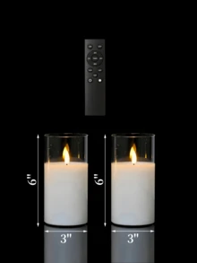 1/2/3件 LED 無焰蠟燭 閃爍 LED 柱狀蠟燭 升級版水滴形燭芯 電池供電電子蠟燭（不含電池）適用於餐桌中心裝飾、婚禮、花園、節日派對、禮物、壁爐、居家裝飾（透明色 3" X 4" 5" 6"） - 透明 - 查看 11
