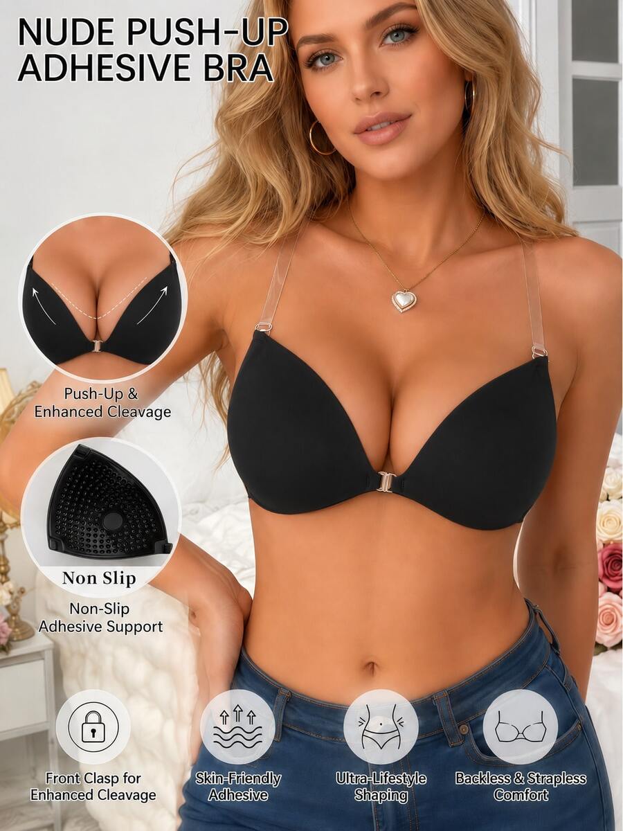 Women'S Transparent Shoulder Strap Bra Lingerie Accessory - Black - View 1