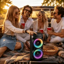 Portable Bluetooth Speaker, Multifunctional Speaker, Modern Audio Device, Dual Bass Portable Outdoor Wireless Speaker, Supports BT/USB/TF/TWS/MIC/Microphone, FM Radio, Suitable For Outdoor, Camping, Parties, Ideal Gift, Loud Stereo Speaker - View 6