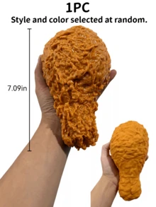 1pc Realistic Fried Chicken Leg Slow Rebound Soft Rubber Stress Relief Toy, Creative Venting Tool, Suitable For Children And Adults Relaxation Toy, Prank Toy, Party Gift, Classroom Reward, Gift Bag Filler, Birthday Gift, Holiday Gift - Multicolor - View 4