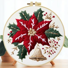 Embroidery Set, 20x20cm/7.9x7.9 Inches, Christmas Tree, 2D Flat Printing Handmade DIY Beginner Embroidery Set, Including Embroidery Cloth, Instruction Manual, Embroidery Frame And Needle And Thread, Handmade Artwork As A Gift For Friends Or Family - A - View 17
