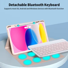 Casing Pelindung Keyboard yang Dapat Diputar 360°, Kompatibel dengan Galaxy Tab/Generasi ke-11, Keyboard Bluetooth Nirkabel yang Dapat Dilepas dan Slot Pena, Mendukung Penggunaan Vertikal/Horizontal, Warna Pink - View 4