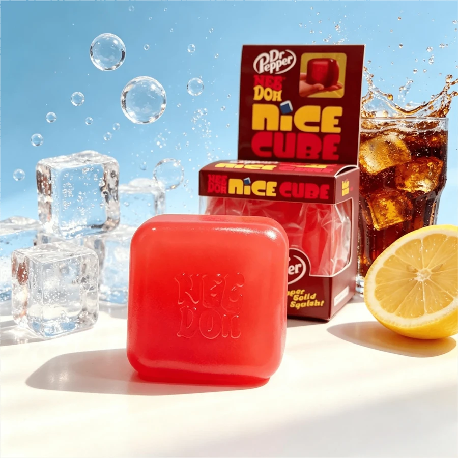 1pc Realistic Jelly Transparent Cube Squishy Toy, TPR Soft Rubber Material, Q-Bounce Watery Stress Relief Toy - Multicolor - View 1