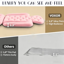 1pc Pink One-Piece Luxury Bathtub Cushion Pillow, Ergonomic Bath Headrest Provides Neck & Back Support, Skin-Friendly Swimsuit Material, Built With 5D Air Mesh And 160 Anti-Slip Suction Cups - Pink - View 8