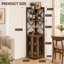 Wine Cabinet Freestanding With Storage, Home Bar Wine Rack For Red Wine, Kitchen & Dining Room Furniture, Living Room Liquor Display Organizer – Brown - Brown - View 3