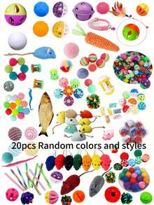 10/20pcs Mixed Cat Toys Set. Includes Various Ball-Shaped And Plastic Toys, Perfect For Multiple Cats To Play Together. Provides Different Experiences For Your Beloved Cats Every Day. Colors, Styles, Shapes And Sizes Are Randomly Shipped. - Multicolor - View 11
