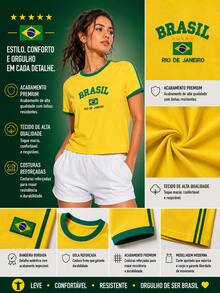 Women's Embroidered Brazil Shirt - Amarillo - Ver 3